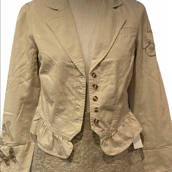 AZIZ cream JACKET szL w/ decorative Embroidry on - Picture 2 of 9